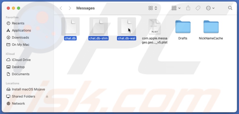 Delete Messages app files and folders