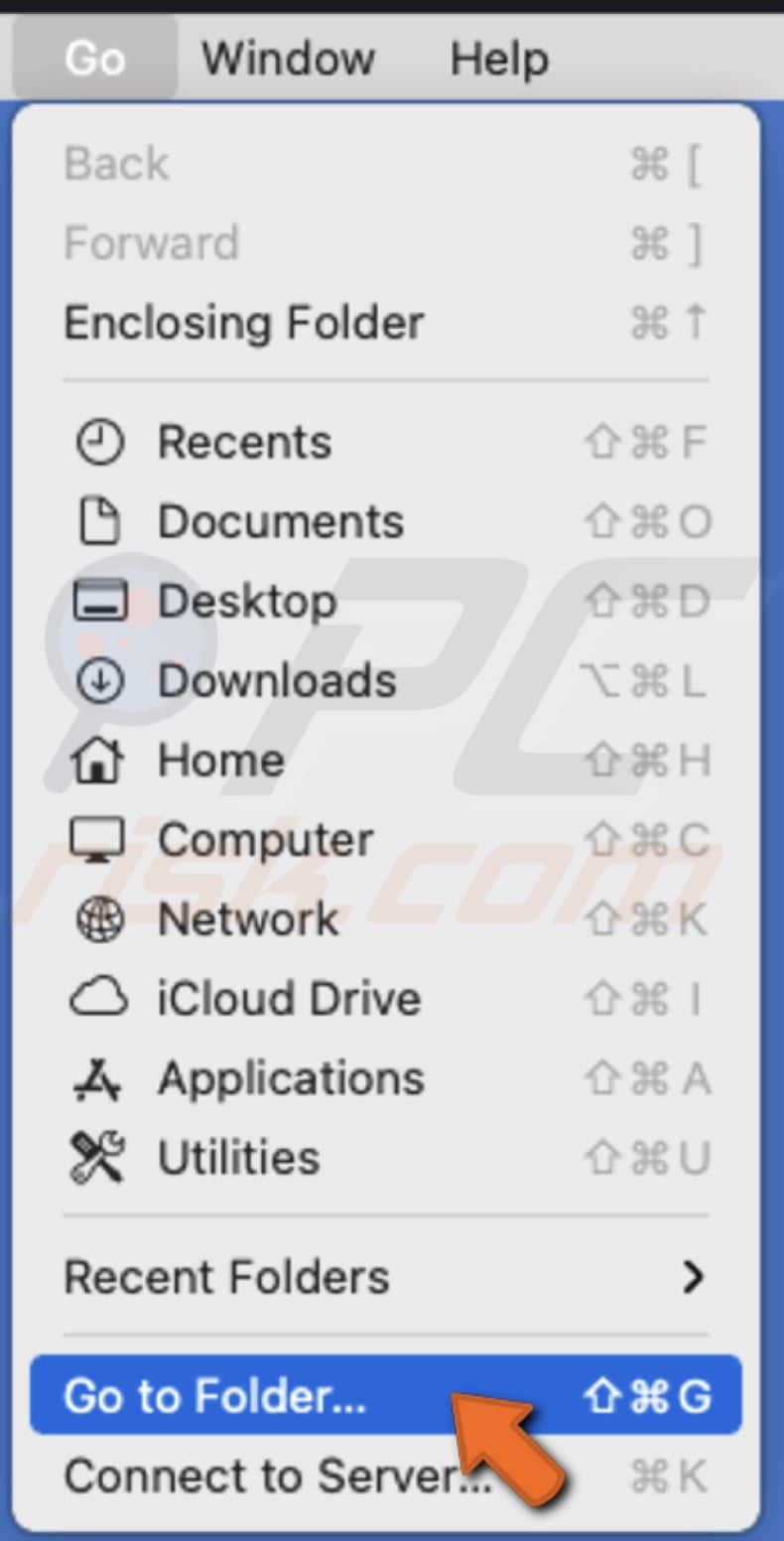 Click on Go to Folder