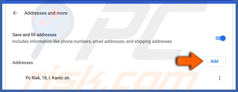 Add a new address in chrome on Mac