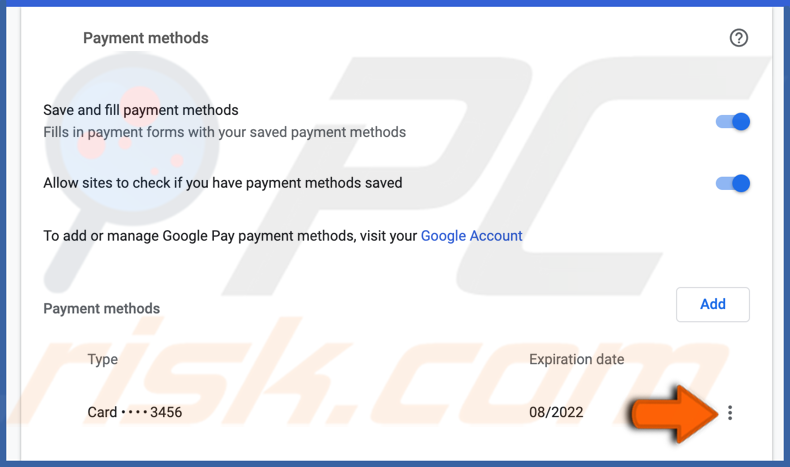 Edit card information in chrome on Mac
