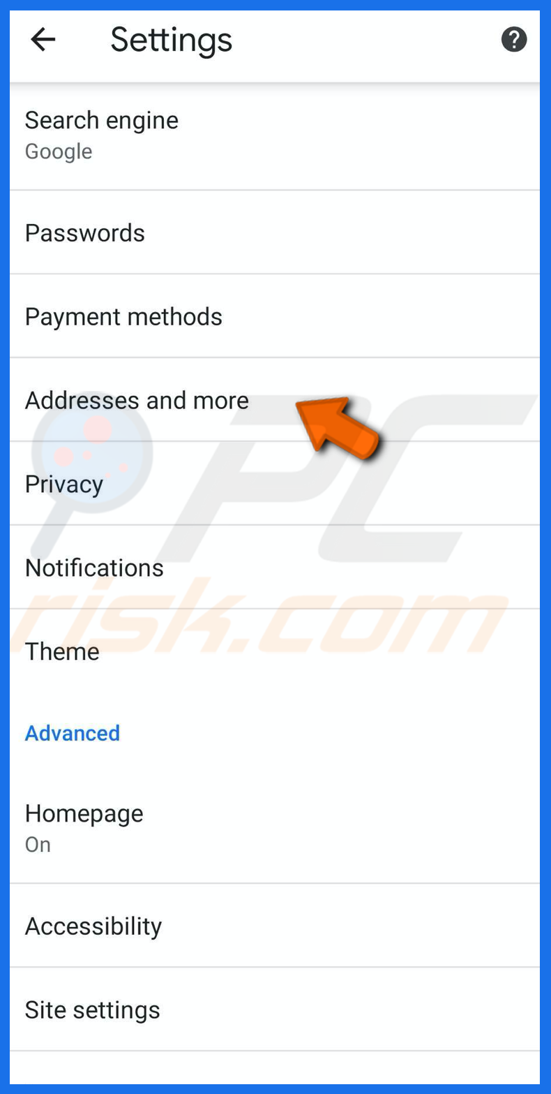 Go to addressed and more in chrome on iPhone