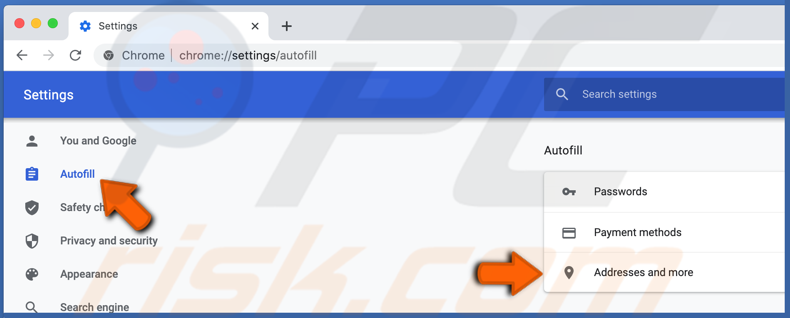 Go to addresses in chrome on Mac