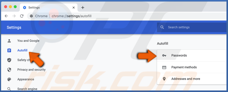 Go to passwords in chrome on Mac