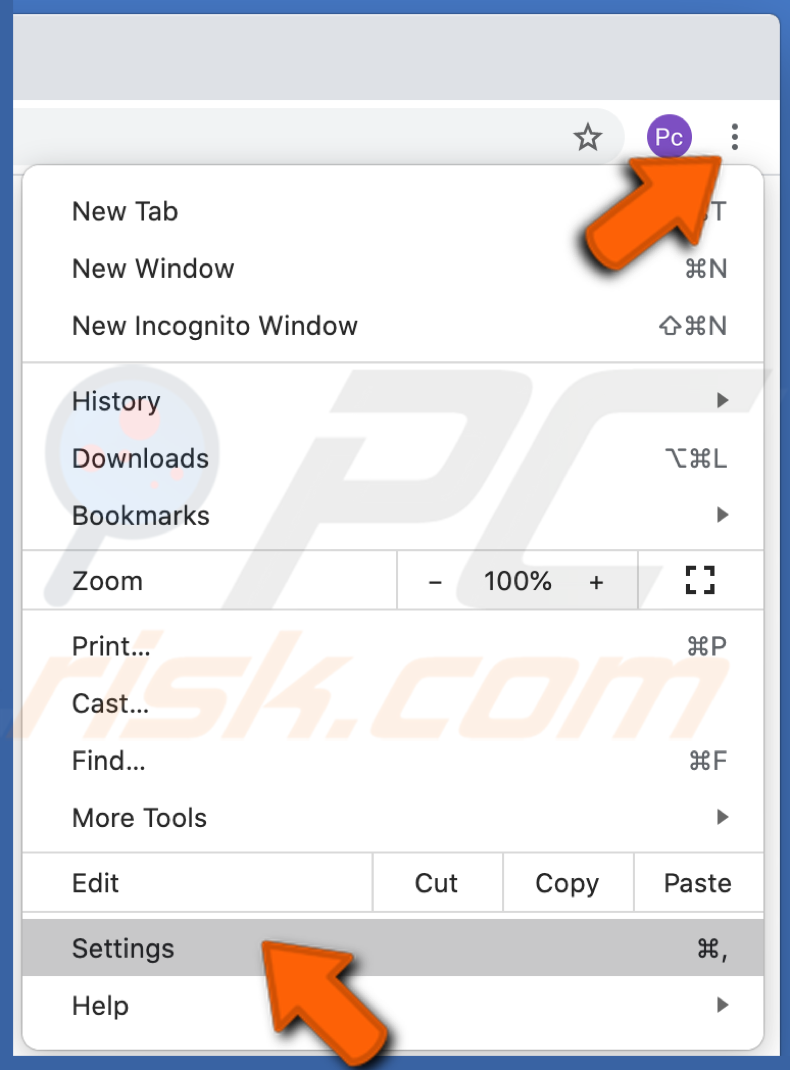 Go to settings in chrome on Mac
