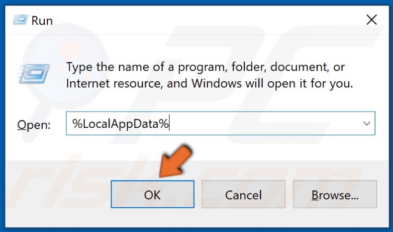 Type in %LocalAppData% in Run and click OK