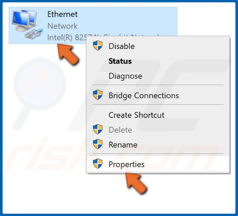Right-click the network adapter and click Properties