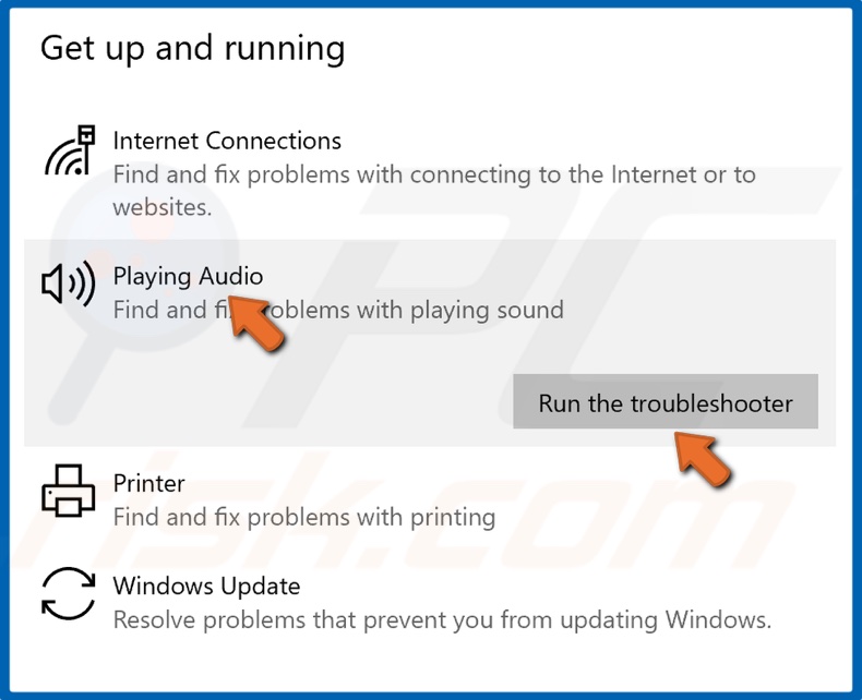 Run the audio troubleshooter