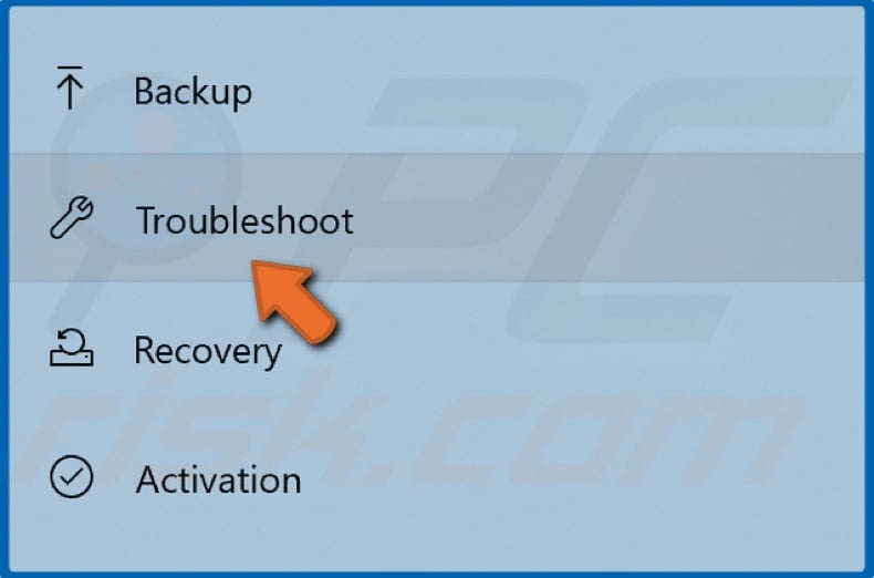 Click Troubleshoot