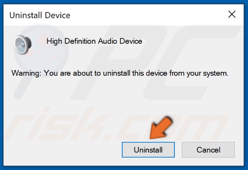 Click Uninstall to confirm action