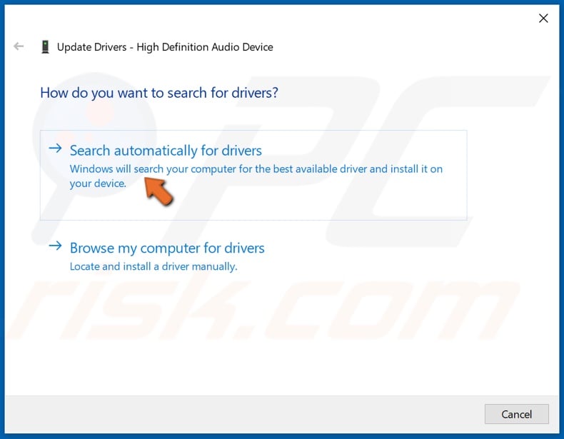 Select Search automatically for drivers