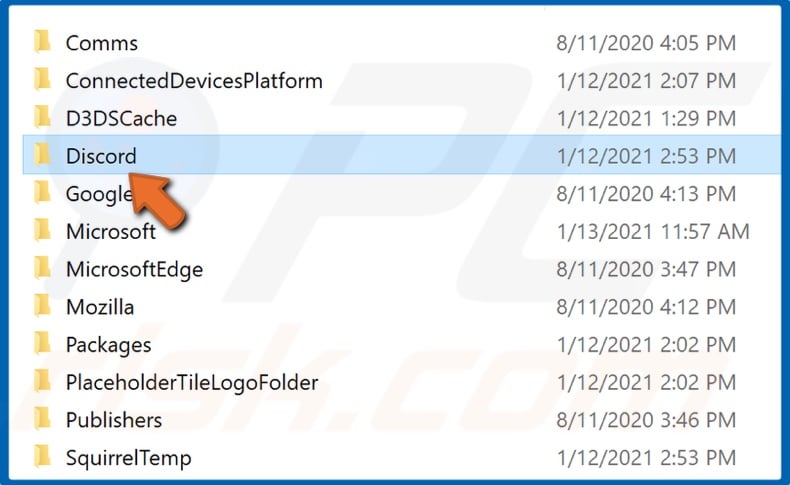 Navigate to the Discord folder