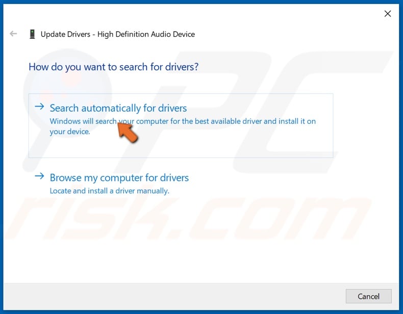 Choose Search automatically for drivers
