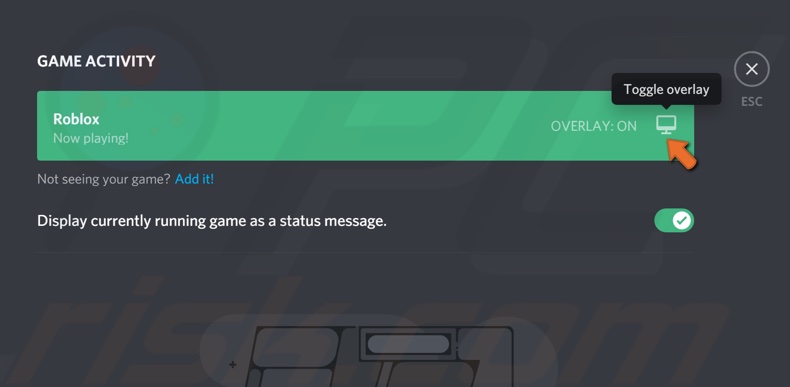 Toggle the Overlay on