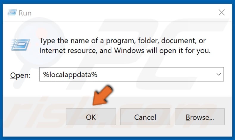 Enter %localappdata% and click OK