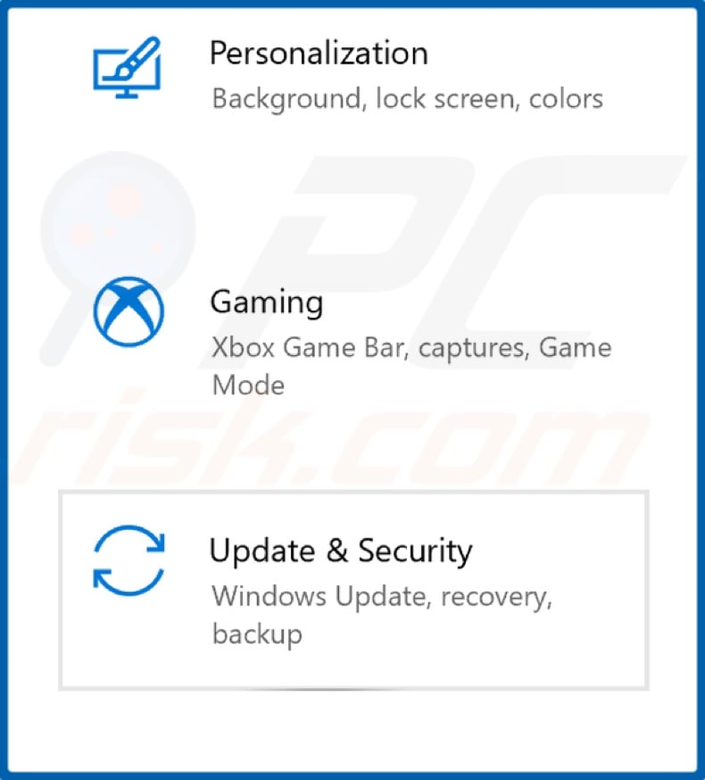 Click Update & Security