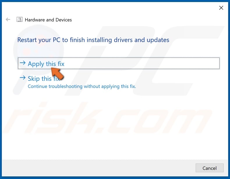 Click Apply this fix