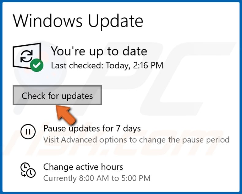 Click Check for updates
