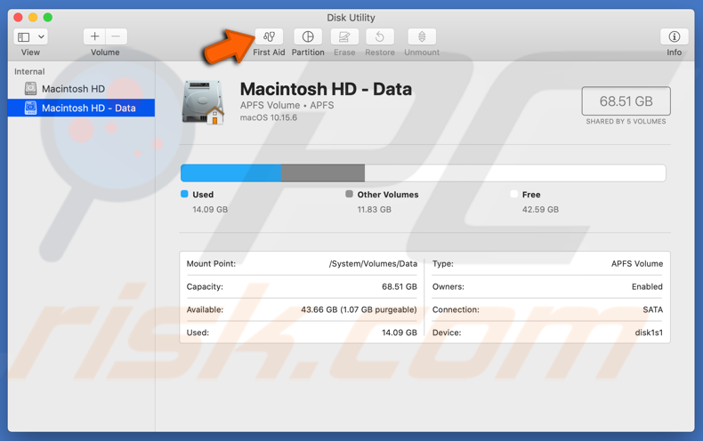 Run First Aid on choosen disk