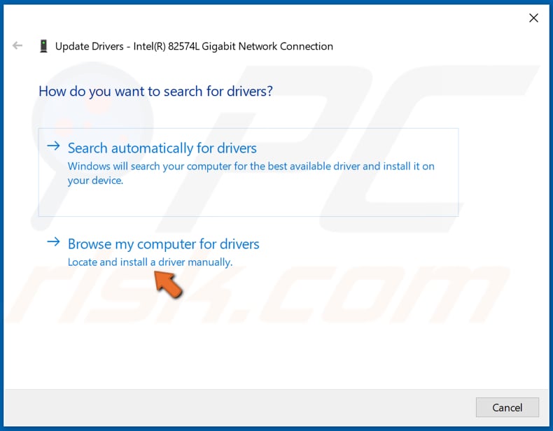 Select Browse my computer for drivers