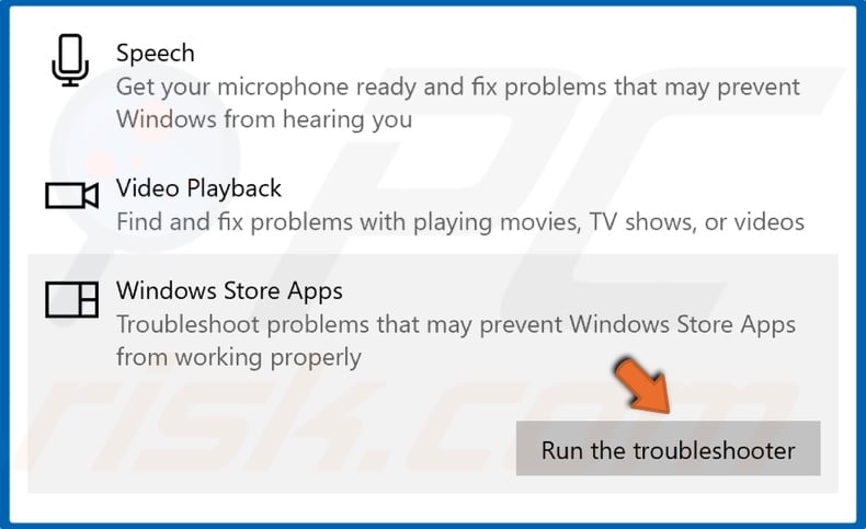 Click Run the troubleshooter button