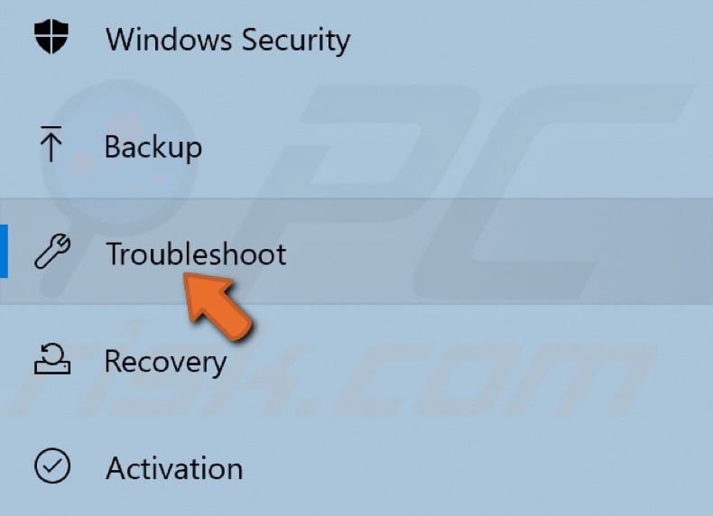 Select Troubleshoot