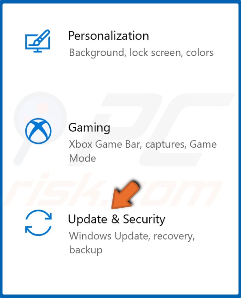 Select Update & Security