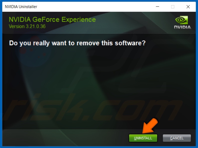 Confirm GeForce Experience removal