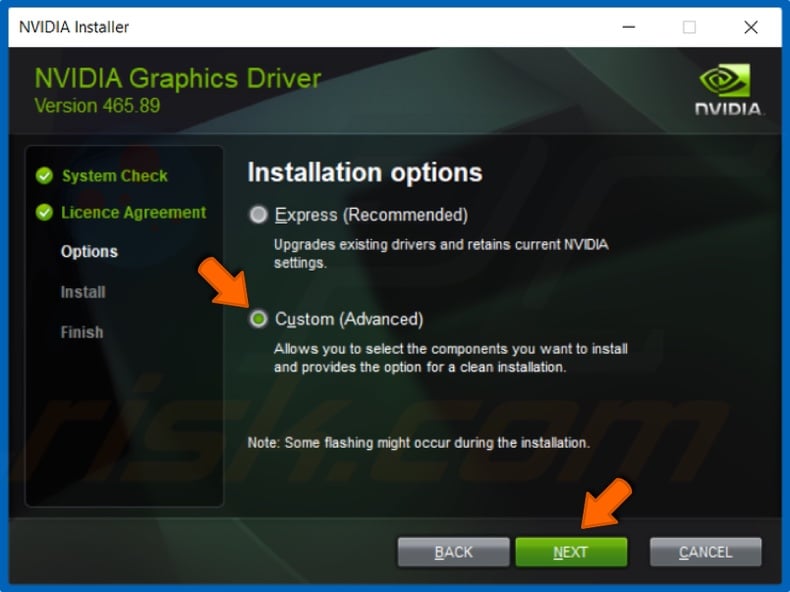 Select Advanced (Custom) instalaltion and click Next