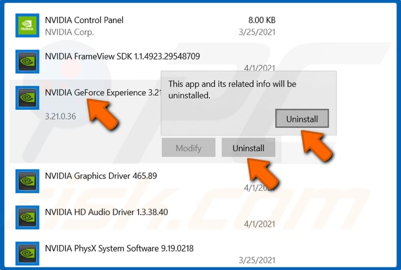 Uninstall GeForce Experience