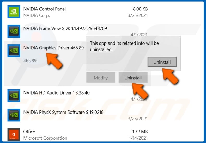 Uninstall NVIDIA graphics driver