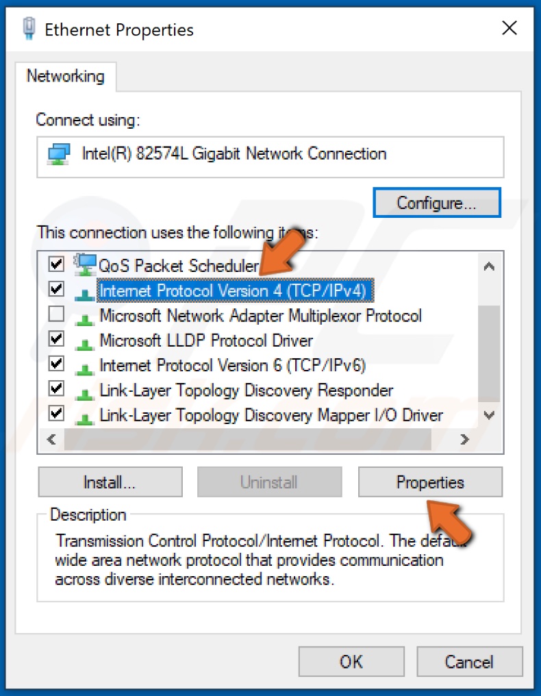 Select Internet Protocol Version 4 and click Properties