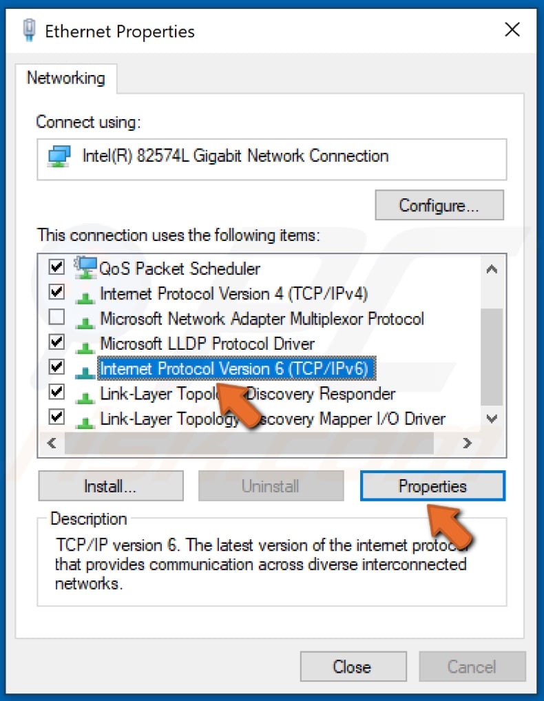 Select Internet Protocol Version 6 and click Properties