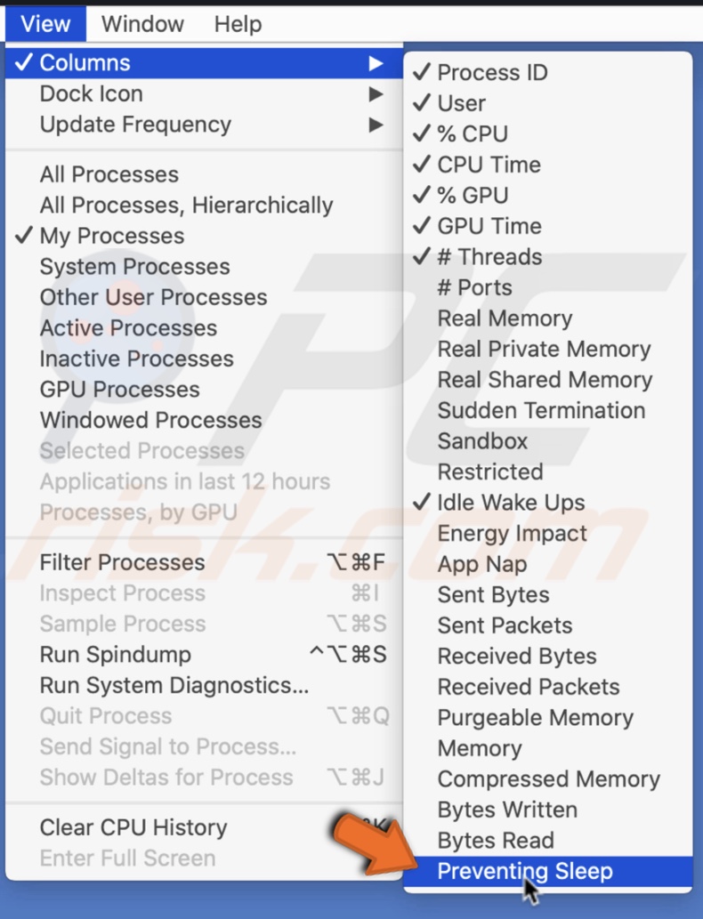 Enable Prevent Sleep tab in Activity Monitor