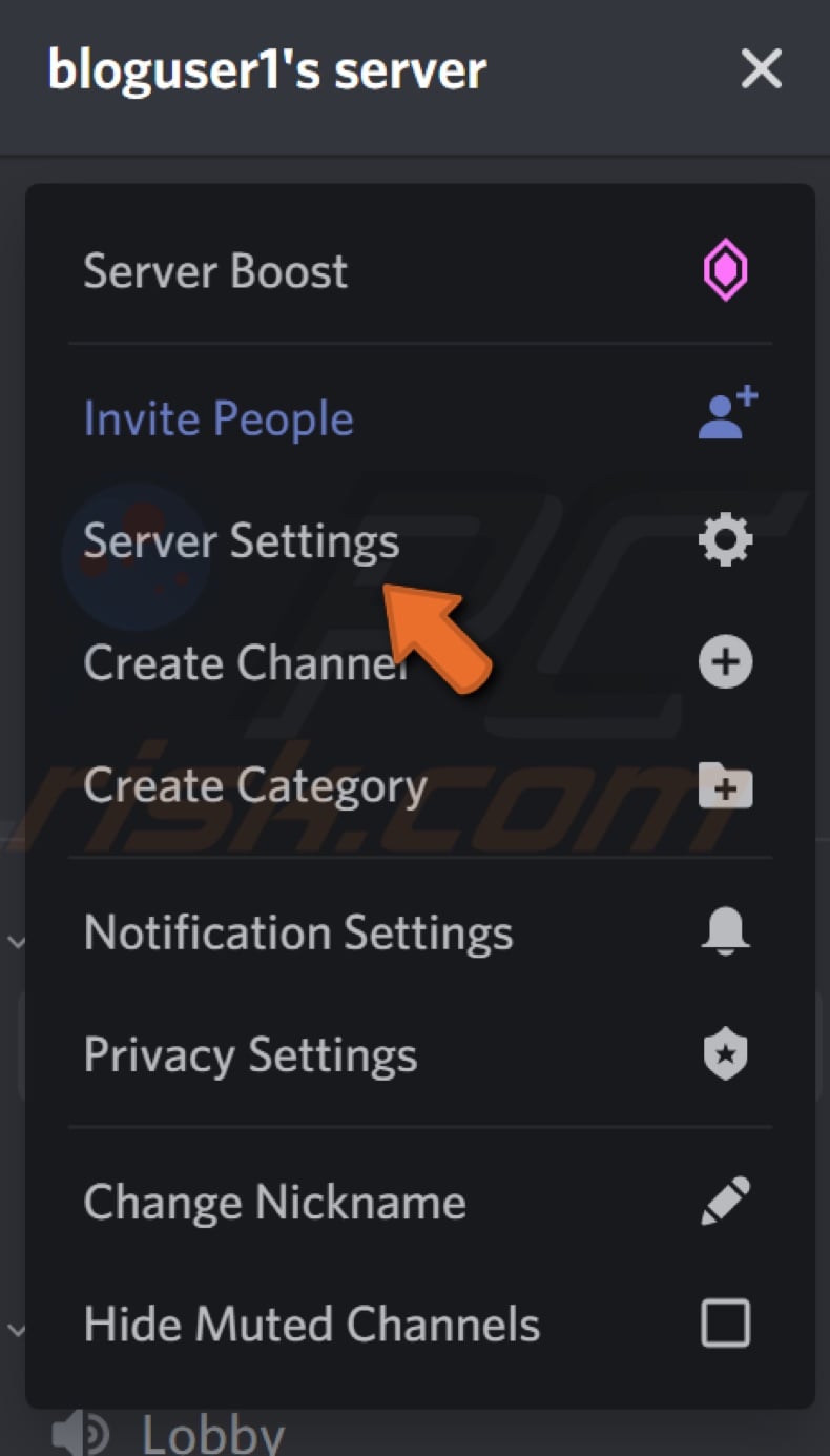 Click Server Settings