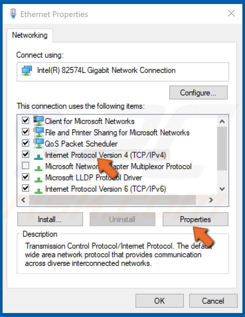Select IPv4 and click Properties