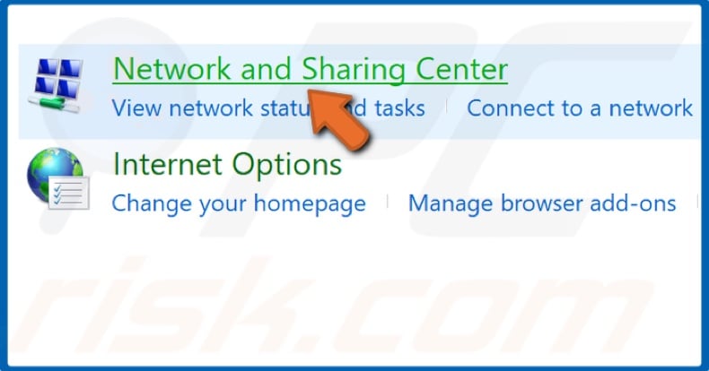 Click Network and Sharing Center