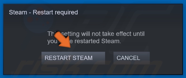 Click Restart Steam