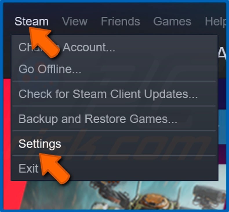 Click Steam and click Settings