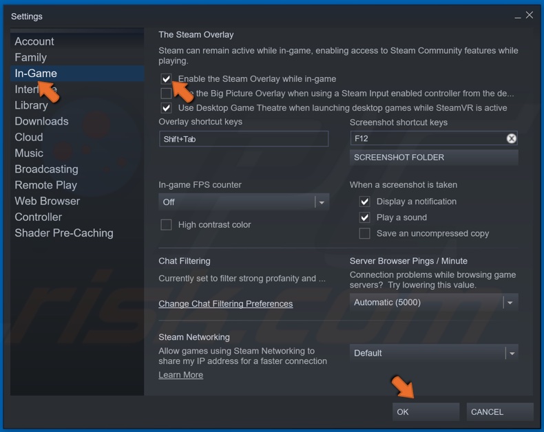 Go to the In-Game tab and enable the Steam Overlay if it's disabled