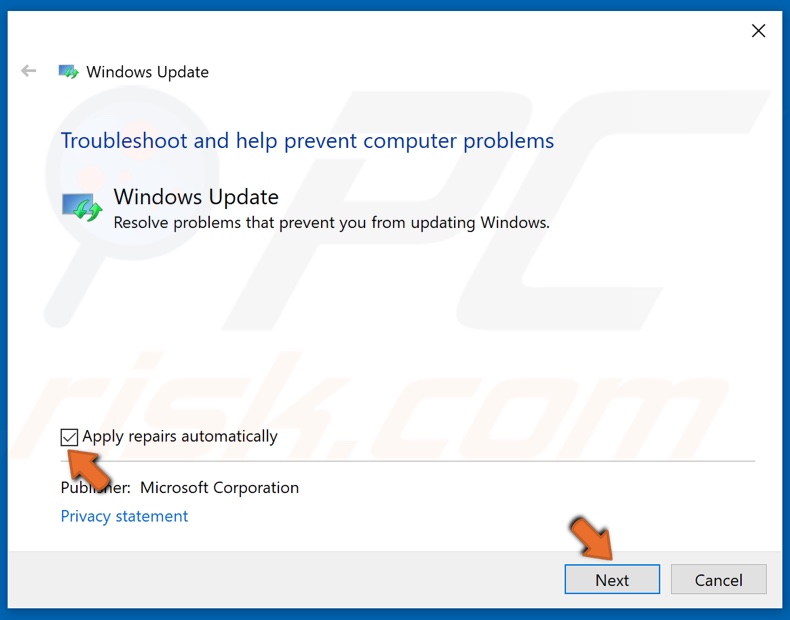 Tick Apply repairs automatically