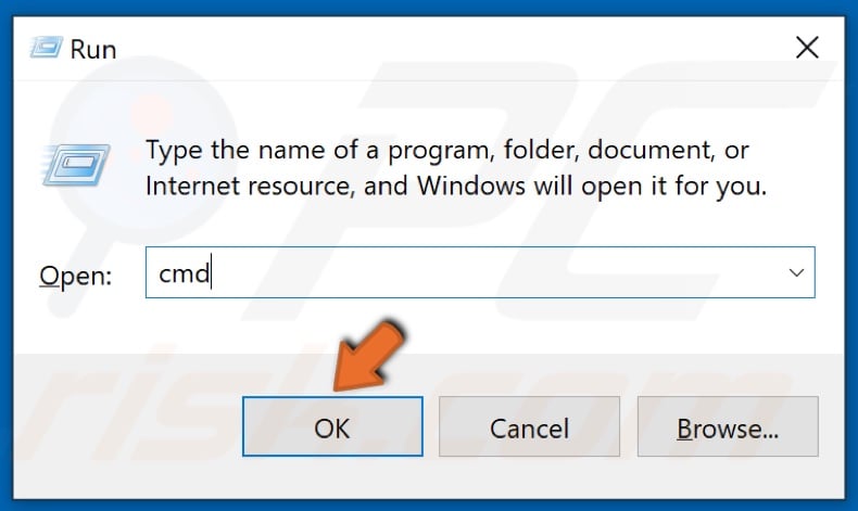 Type CMD in Run and click OK