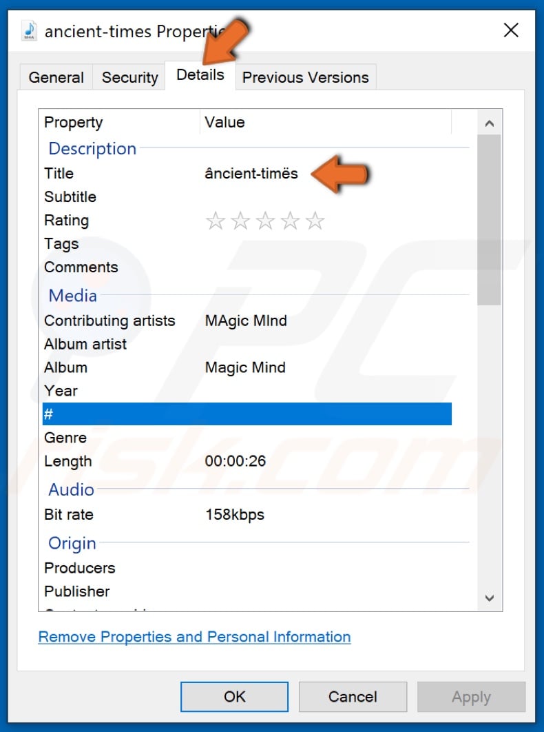 In the details tab remove special characters and click Apply