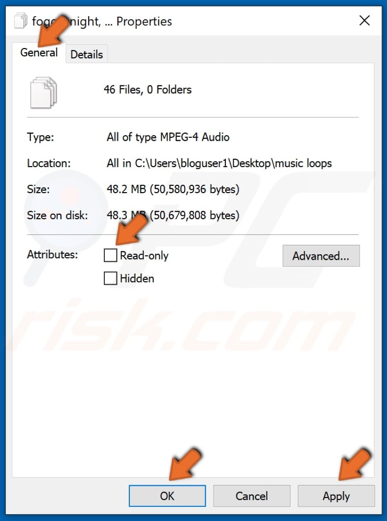 Uncheck the Read-only checkbox and click Apply