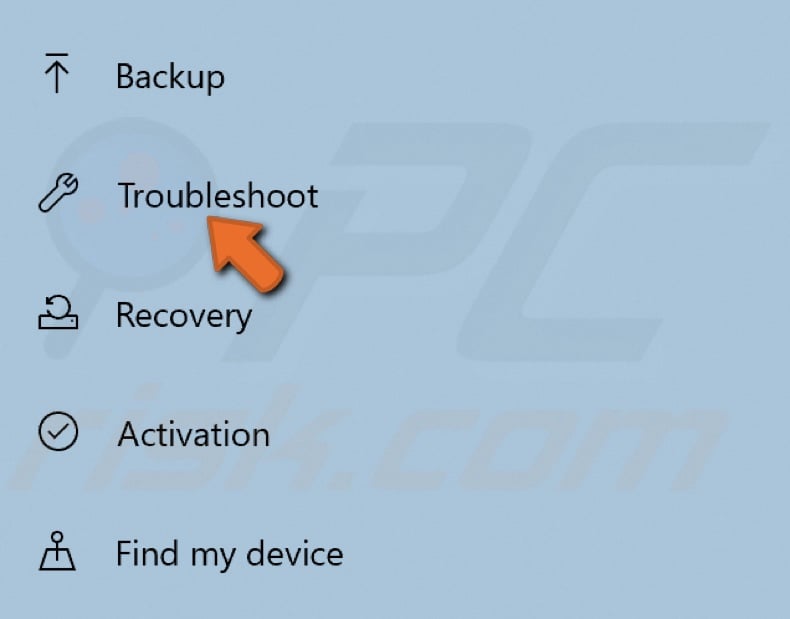 Click Troubleshoot