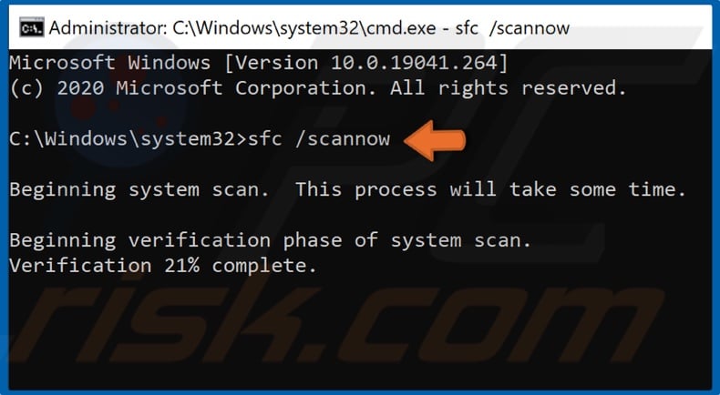 Type in SFC /ScanNow and press Enter