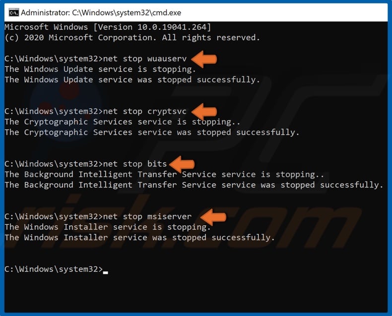 Stop Windows Update-related services