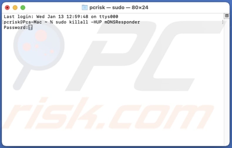 Flush DNS cache using Terminal command