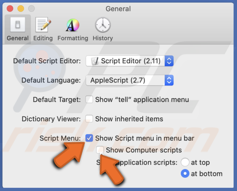 Uncheck Show computer scripts