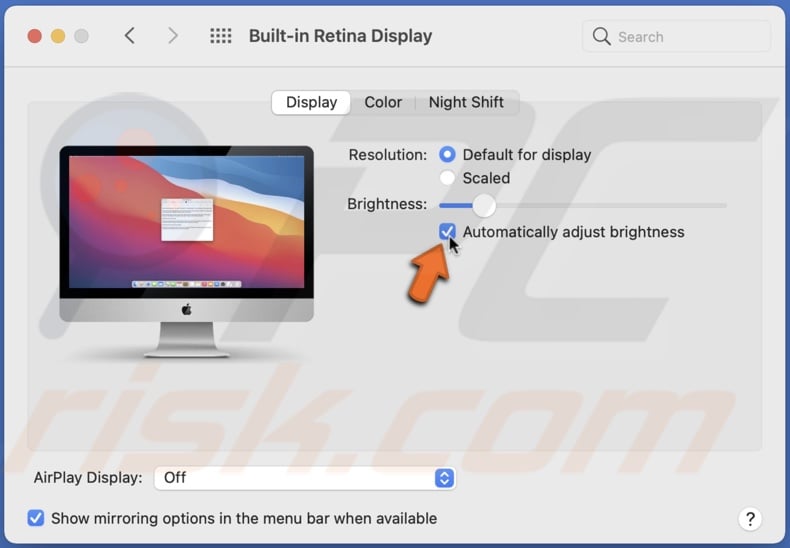 Enable Automatically adjust brightness