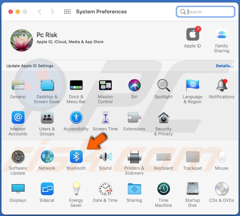Go to Bluetooth settings